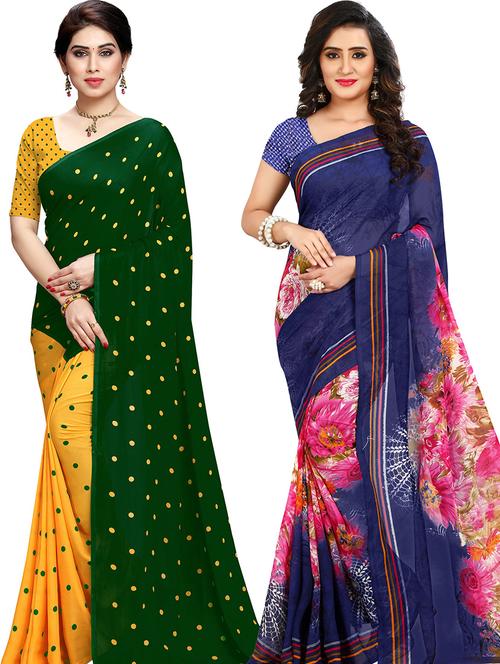 women pack of 2 casual wear combo sarees with blouse - 21479665 - Very Small Image - 1