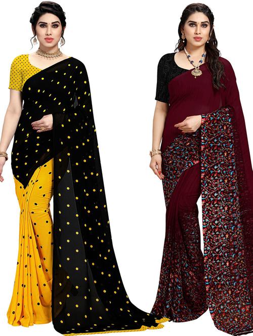 women pack of 2 casual wear combo sarees with blouse - 21479670 - Very Small Image - 1