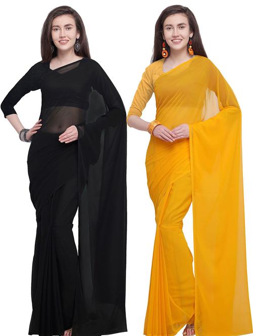 women pack of 2 casual wear combo sarees with blouse - 21479673 - Very Small Image - 1