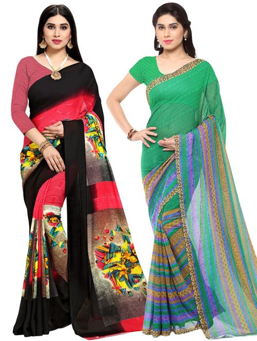 women pack of 2 casual wear combo sarees with blouse - 21479674 - Very Small Image - 1