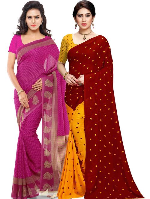 women pack of 2 casual wear combo sarees with blouse - 21479675 - Very Small Image - 1