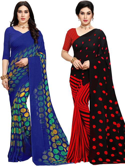 women pack of 2 casual wear combo sarees with blouse - 21479687 - Very Small Image - 1