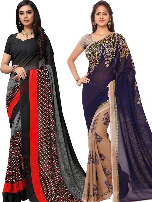 women pack of 2 casual wear combo sarees with blouse - 21479688 - Very Small Image - 1