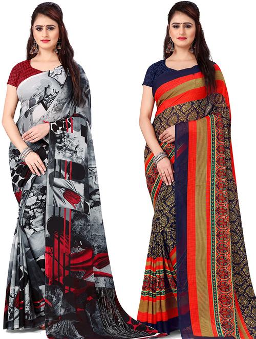 women pack of 2 casual wear combo sarees with blouse - 21479690 - Very Small Image - 1