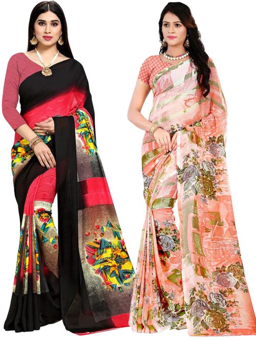 women pack of 2 casual wear combo sarees with blouse - 21479691 - Very Small Image - 1