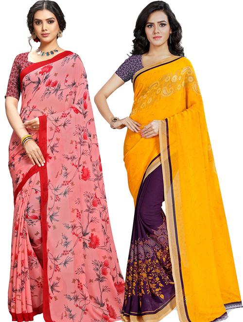 women pack of 2 casual wear combo sarees with blouse - 21479693 - Very Small Image - 1