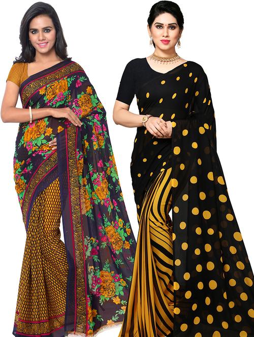 women pack of 2 casual wear combo sarees with blouse - 21479695 - Very Small Image - 1