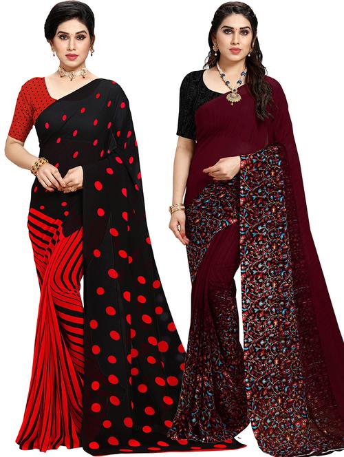 women pack of 2 casual wear combo sarees with blouse - 21479696 - Very Small Image - 1