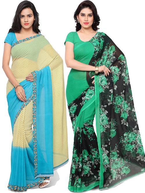 women pack of 2 casual wear combo sarees with blouse - 21479705 - Very Small Image - 1
