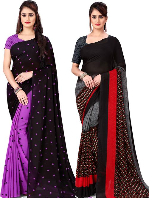 women pack of 2 casual wear combo sarees with blouse - 21479708 - Very Small Image - 1
