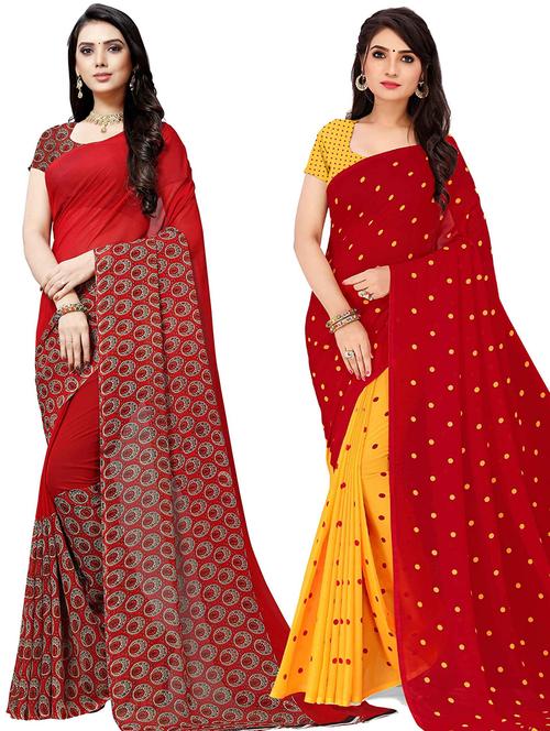 women pack of 2 casual wear combo sarees with blouse - 21479716 - Very Small Image - 1