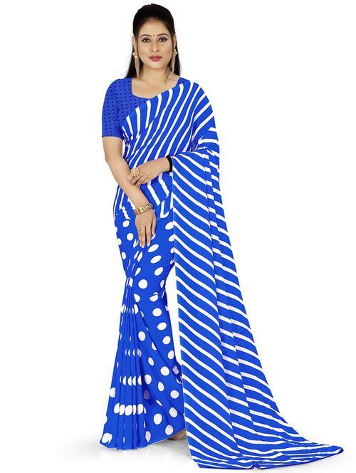 blue georgette ready to wear saree with blouse - 21479764 - Very Small Image - 1