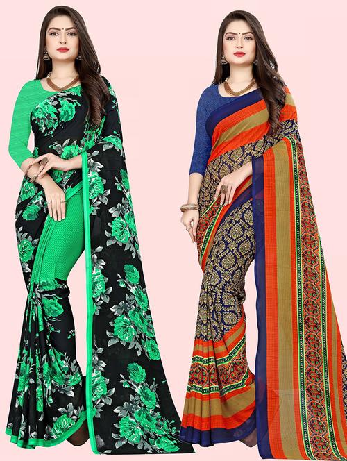 women pack of 2 casual wear combo sarees with blouse - 21479823 - Very Small Image - 1