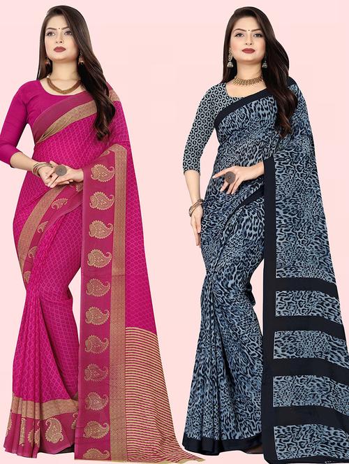 women pack of 2 casual wear combo sarees with blouse - 21479829 - Very Small Image - 1