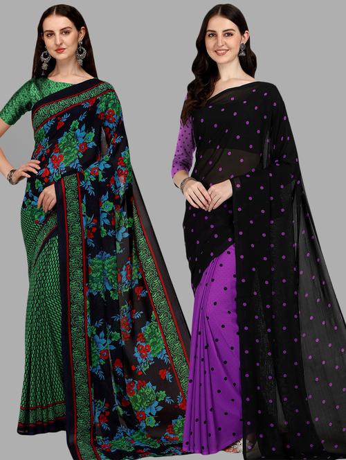 women pack of 2 casual wear combo sarees with blouse - 21479831 - Very Small Image - 1