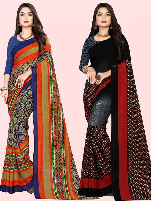 women pack of 2 casual wear combo sarees with blouse - 21479834 - Very Small Image - 1