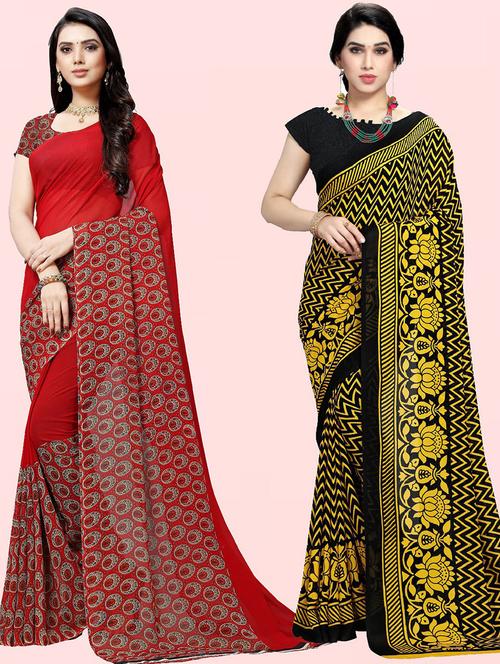 women pack of 2 casual wear combo sarees with blouse - 21479873 - Very Small Image - 1