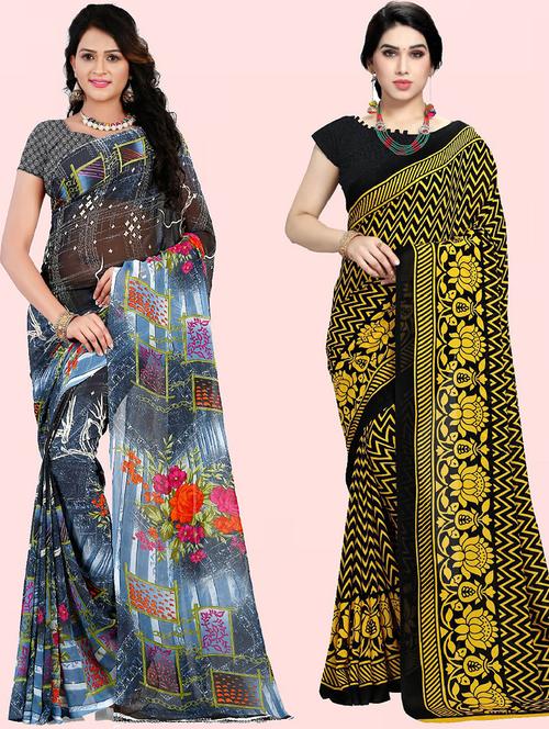 women pack of 2 casual wear combo sarees with blouse - 21479874 - Very Small Image - 1