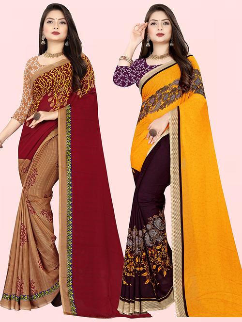 women pack of 2 casual wear combo sarees with blouse - 21479882 - Very Small Image - 1