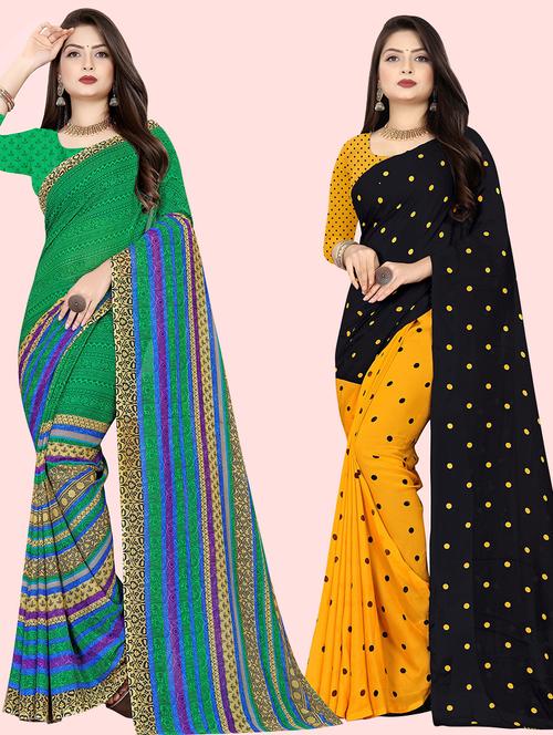 women pack of 2 casual wear combo sarees with blouse - 21479897 - Very Small Image - 1