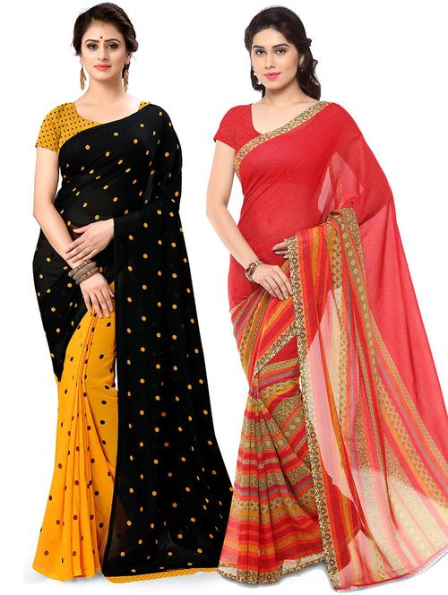 women pack of 2 casual wear combo sarees with blouse - 21479905 - Very Small Image - 1