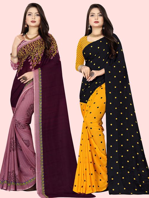 women pack of 2 casual wear combo sarees with blouse - 21479908 - Very Small Image - 1
