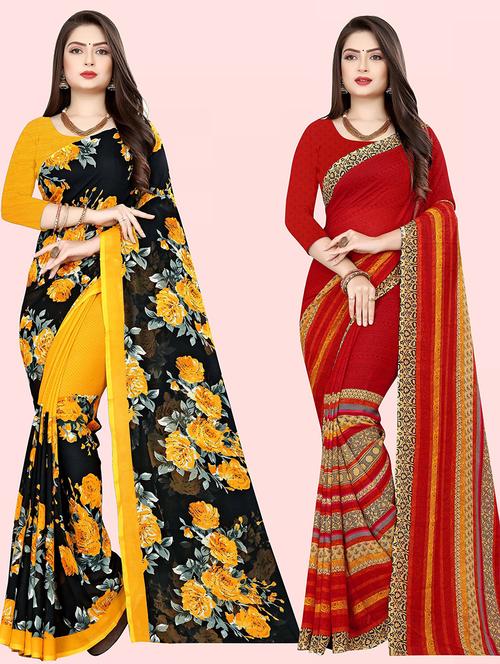 women pack of 2 casual wear combo sarees with blouse - 21479910 - Very Small Image - 1