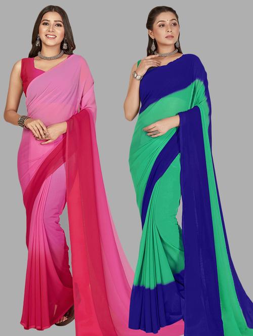 women pack of 2 casual wear combo sarees with blouse - 21479912 - Very Small Image - 1