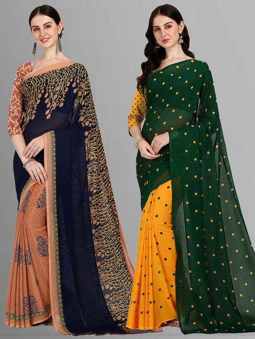 women pack of 2 casual wear combo sarees with blouse - 21479926 - Very Small Image - 1