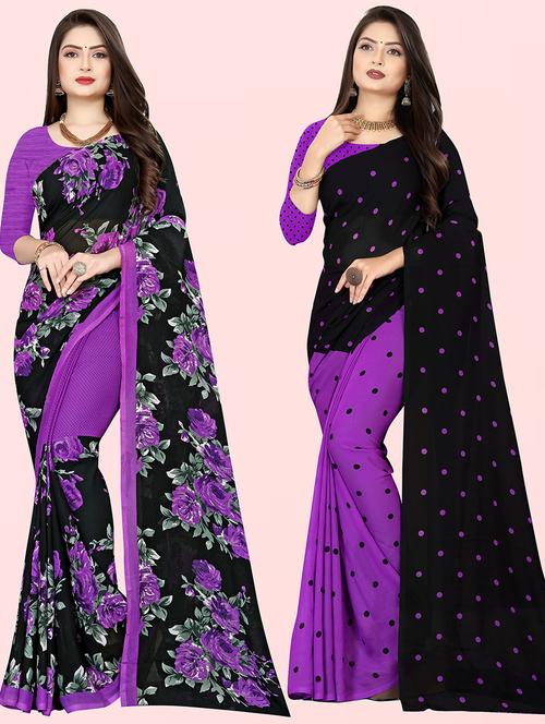 women pack of 2 casual wear combo sarees with blouse - 21479930 - Very Small Image - 1
