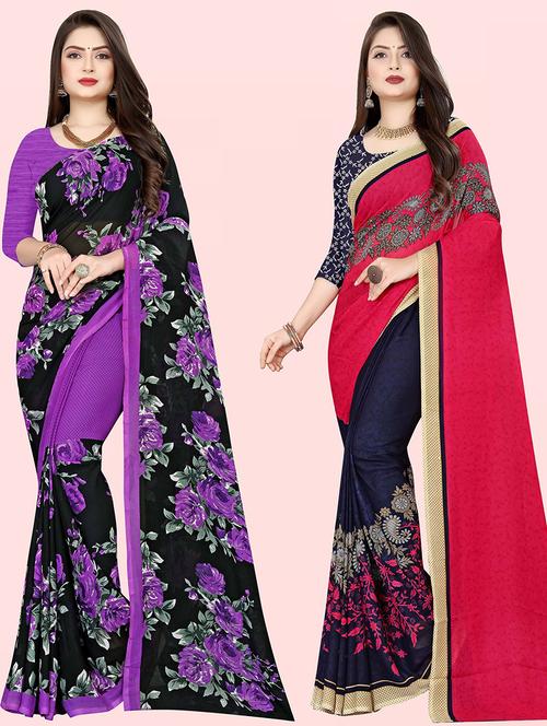 women pack of 2 casual wear combo sarees with blouse - 21479935 - Very Small Image - 1