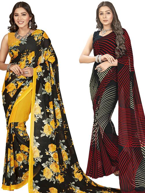 women pack of 2 casual wear combo sarees with blouse - 21479938 - Very Small Image - 1
