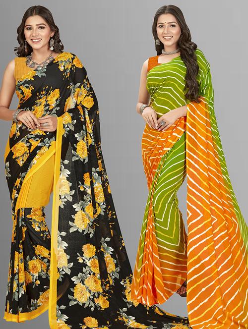 women pack of 2 casual wear combo sarees with blouse - 21479941 - Very Small Image - 1