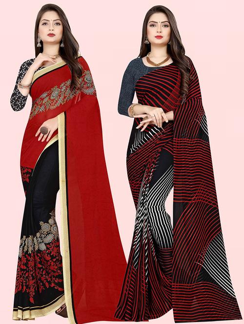 women pack of 2 casual wear combo sarees with blouse - 21479942 - Very Small Image - 1