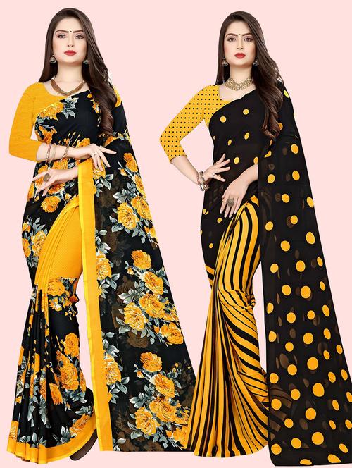 women pack of 2 casual wear combo sarees with blouse - 21479952 - Very Small Image - 1