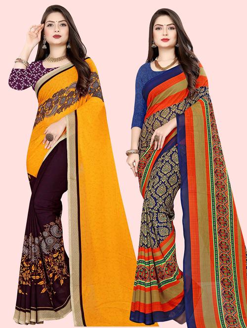 women pack of 2 casual wear combo sarees with blouse - 21479966 - Very Small Image - 1
