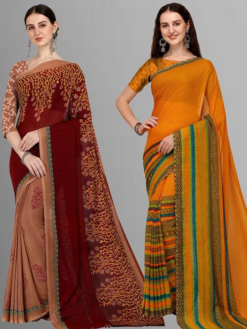 women pack of 2 casual wear combo sarees with blouse - 21479967 - Very Small Image - 1