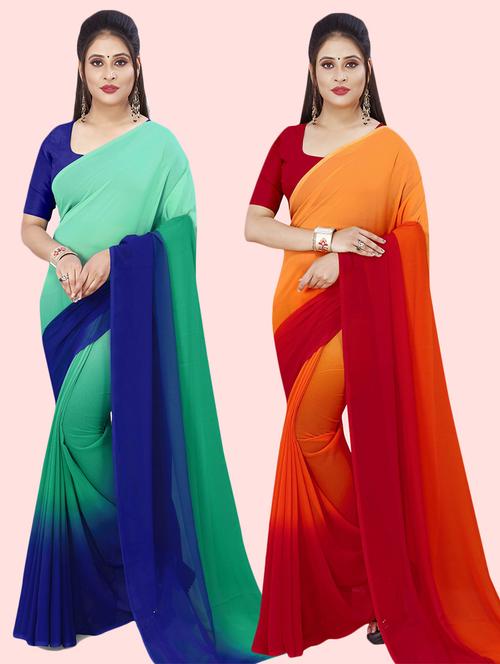 women pack of 2 casual wear combo sarees with blouse - 21479969 - Very Small Image - 1