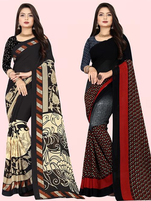 women pack of 2 casual wear combo sarees with blouse - 21479976 - Very Small Image - 1