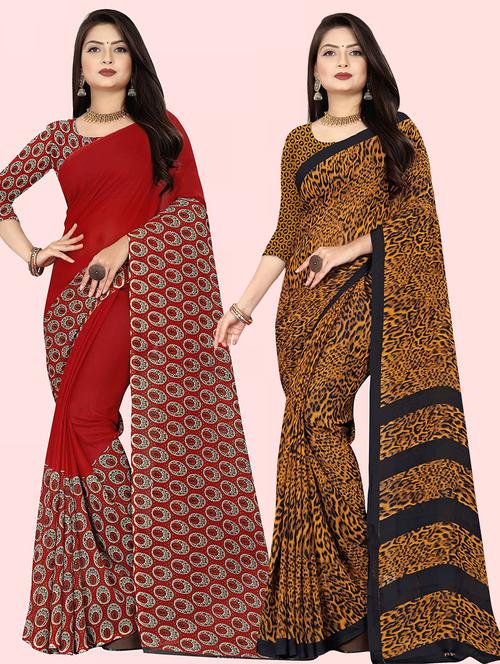 women pack of 2 casual wear combo sarees with blouse - 21479985 - Very Small Image - 1