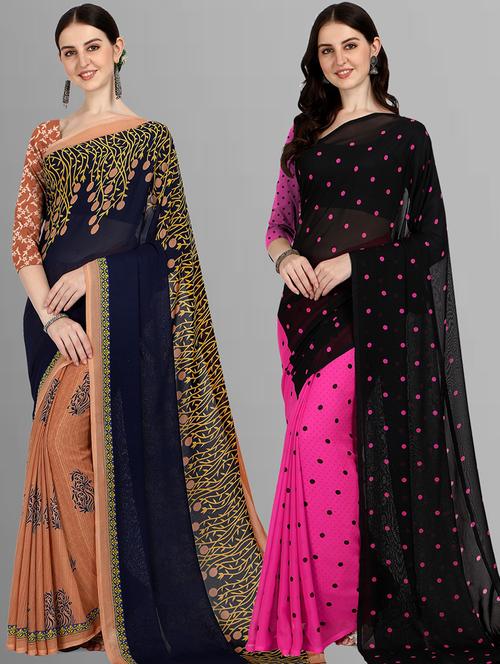 women pack of 2 casual wear combo sarees with blouse - 21479989 - Very Small Image - 1