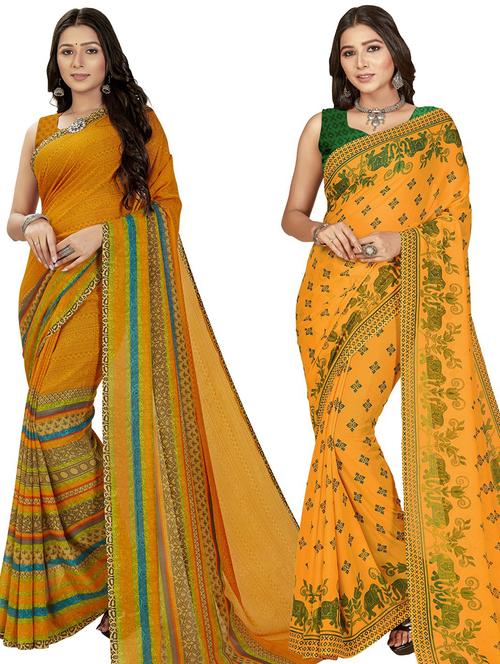 women pack of 2 casual wear combo sarees with blouse - 21479993 - Very Small Image - 1