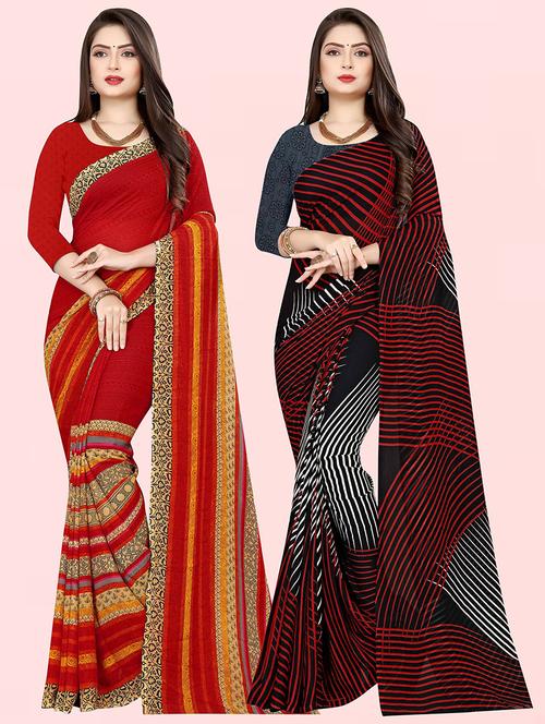 women pack of 2 casual wear combo sarees with blouse - 21479998 - Very Small Image - 1