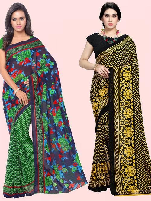 women pack of 2 casual wear combo sarees with blouse - 21480007 - Very Small Image - 1