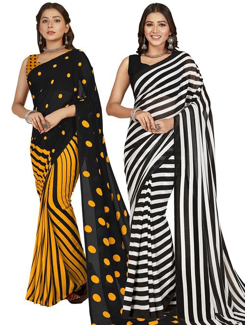 women pack of 2 casual wear sarees with blouse - 21480031 - Very Small Image - 1