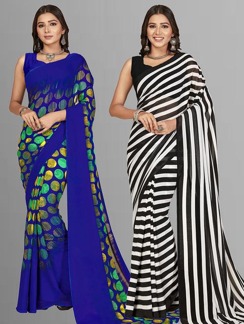 women pack of 2 casual wear combo sarees with blouse - 21480032 - Very Small Image - 1
