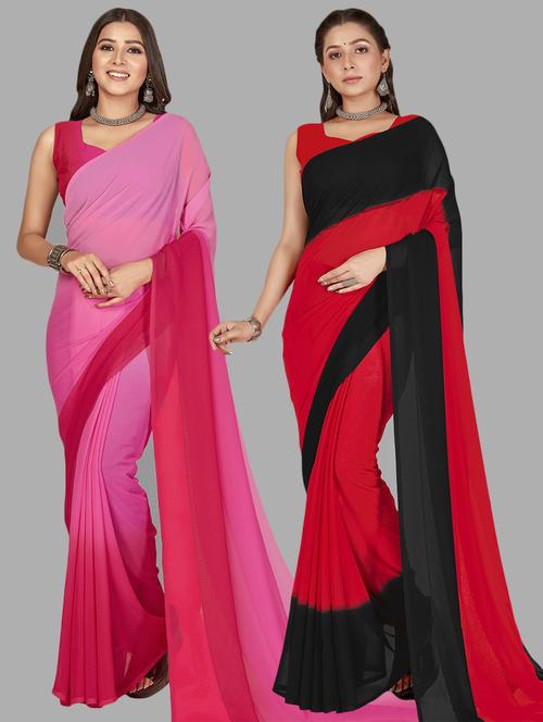 women pack of 2 casual wear combo sarees with blouse - 21480033 - Very Small Image - 1