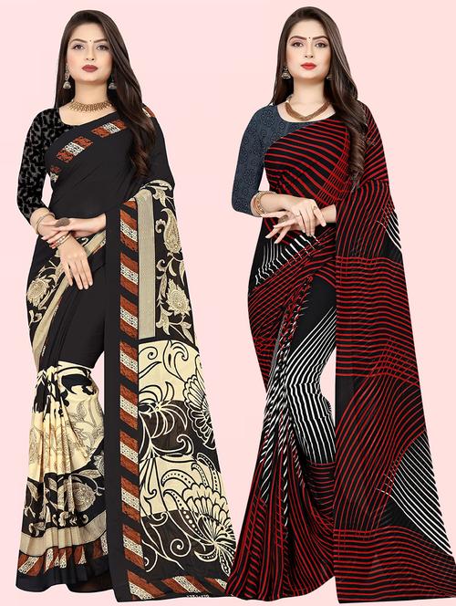 women pack of 2 casual wear combo sarees with blouse - 21480050 - Very Small Image - 1