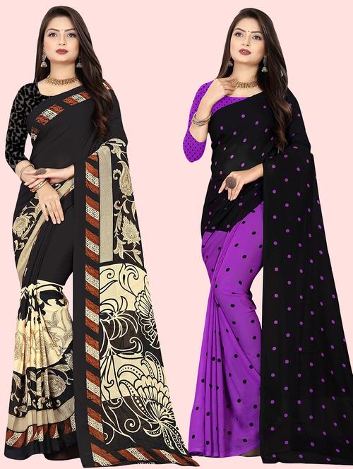 women pack of 2 casual wear combo sarees with blouse - 21480051 - Very Small Image - 1