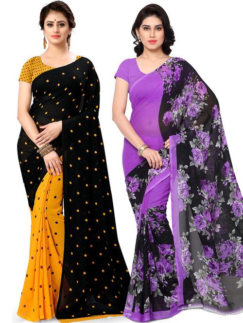 women pack of 2 casual wear combo sarees with blouse - 21480058 - Very Small Image - 1